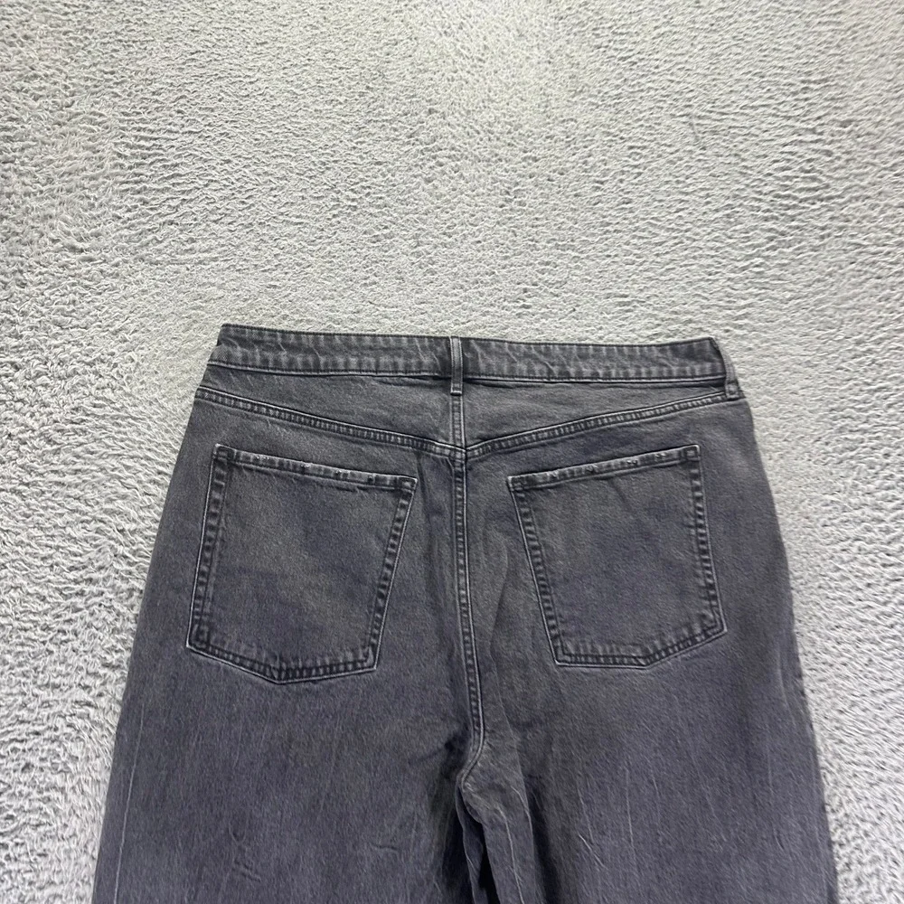 Old Navy Sky-Hi Jeans Womens 18P Gray Cotton Denim Wide-Leg Workwear Stretch